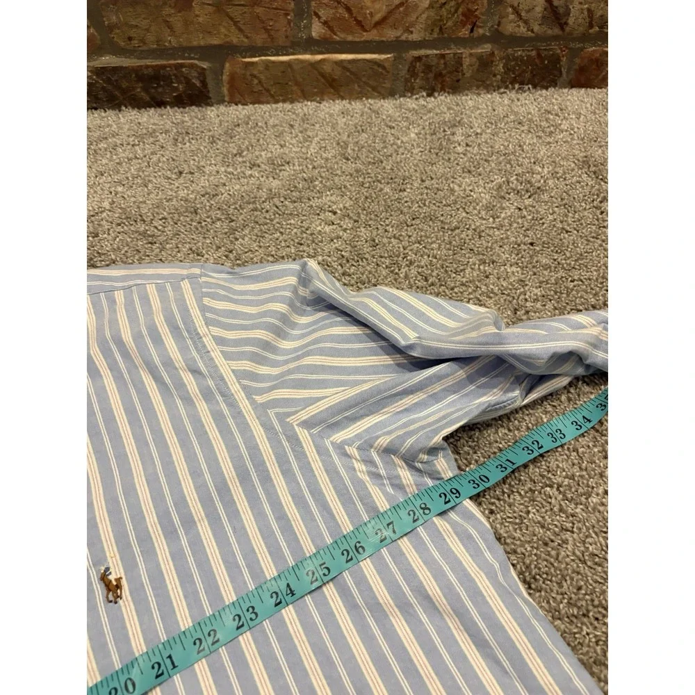Polo Ralph Lauren Shirt Mens 2XLT Pink Blue Striped Classic Fit Cotton Pony